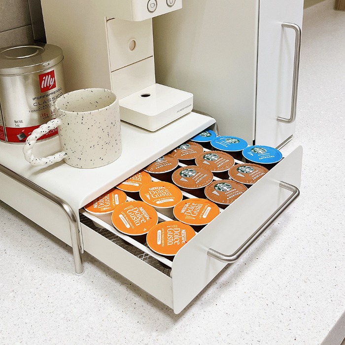샤토에르 커피 캡슐 보관함 철제 서랍형 수납 선반 [ 사이즈 31*30cm ]